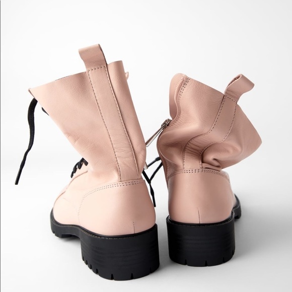 ZARA BNWT Laced Leather Ankle Boots - Picture 3 of 6